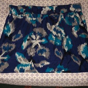 Ann Taylor Blue and Teal Print Skirt Sz XL